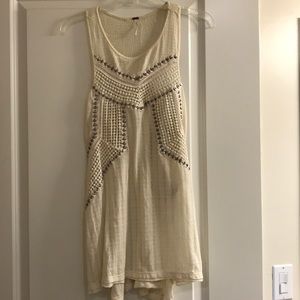 Free People Cream Sequin Tunic Tank